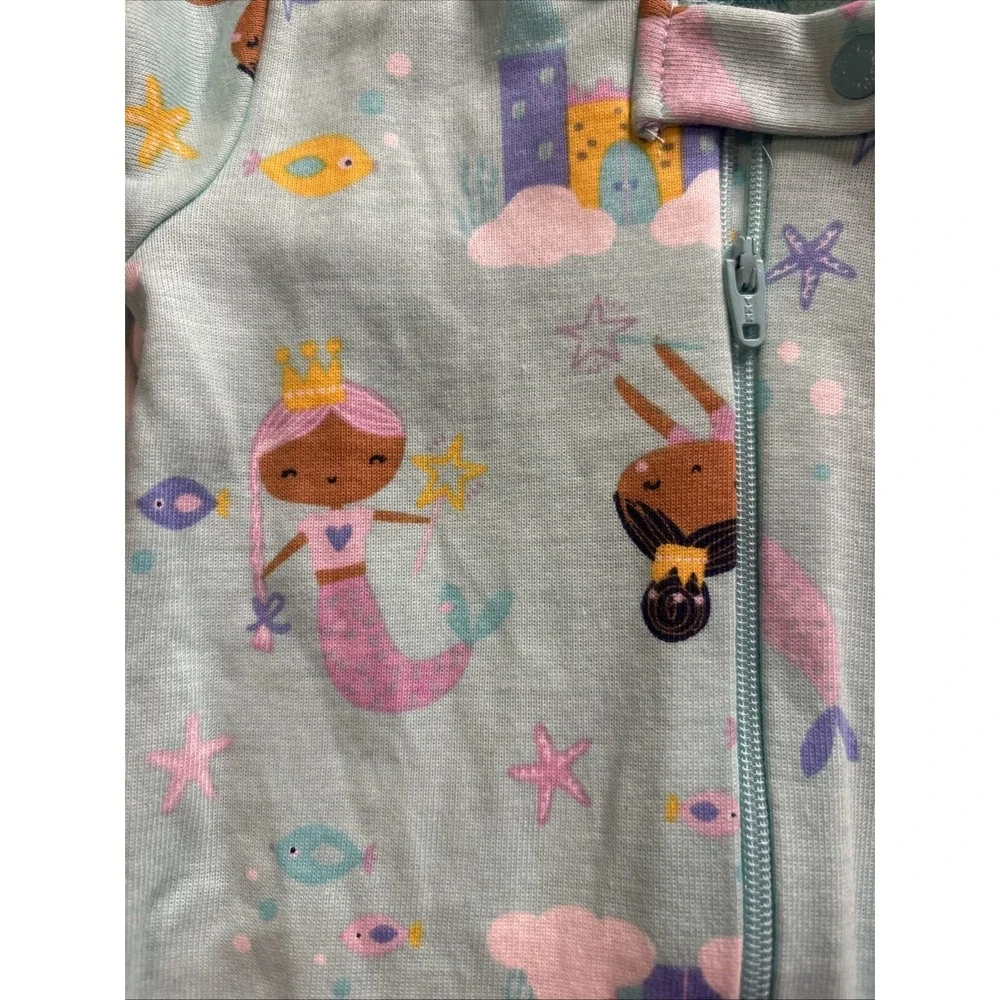 The Children's Place Mermaid Snug‎ Fit Cotton 1 Piece Pajamas 0-3 Mos NWT 2-Pk